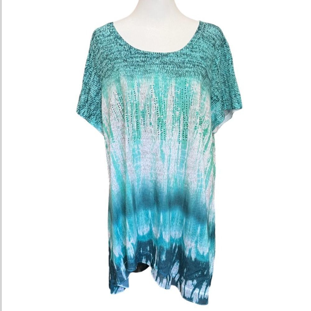 Gradient teal Avenue top with embellishment